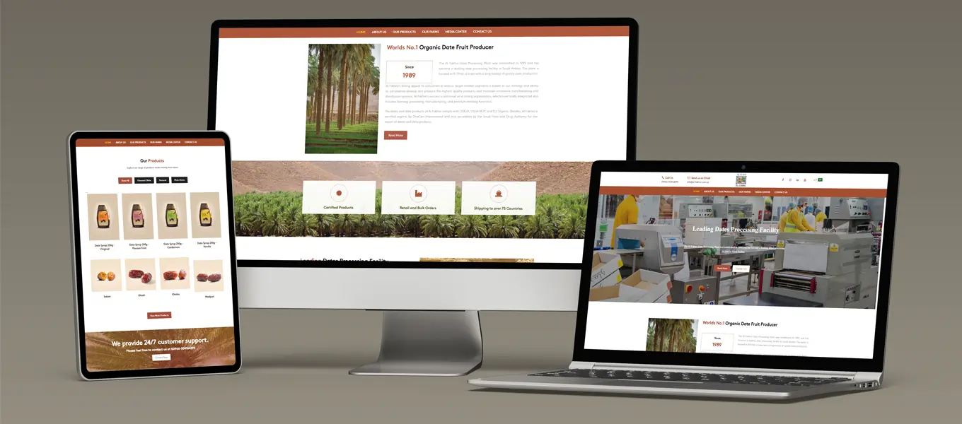 al-fakhra website in multiple screens