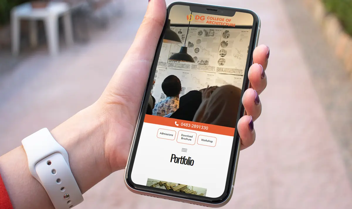 DG College of architecture website mobile view