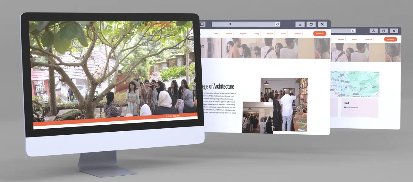 DG College of architecture website desktop screen