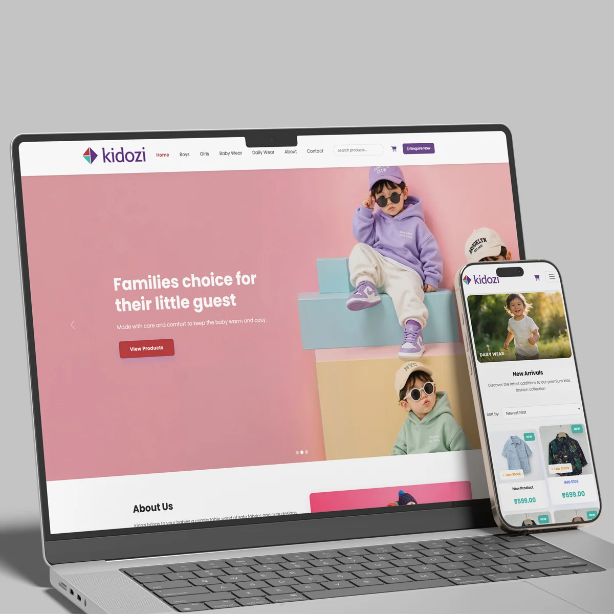 Kidozi websites mobile view
