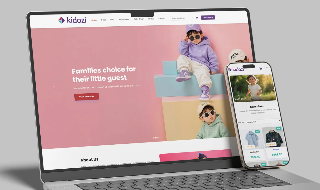 kidozi website laptop and mobile view