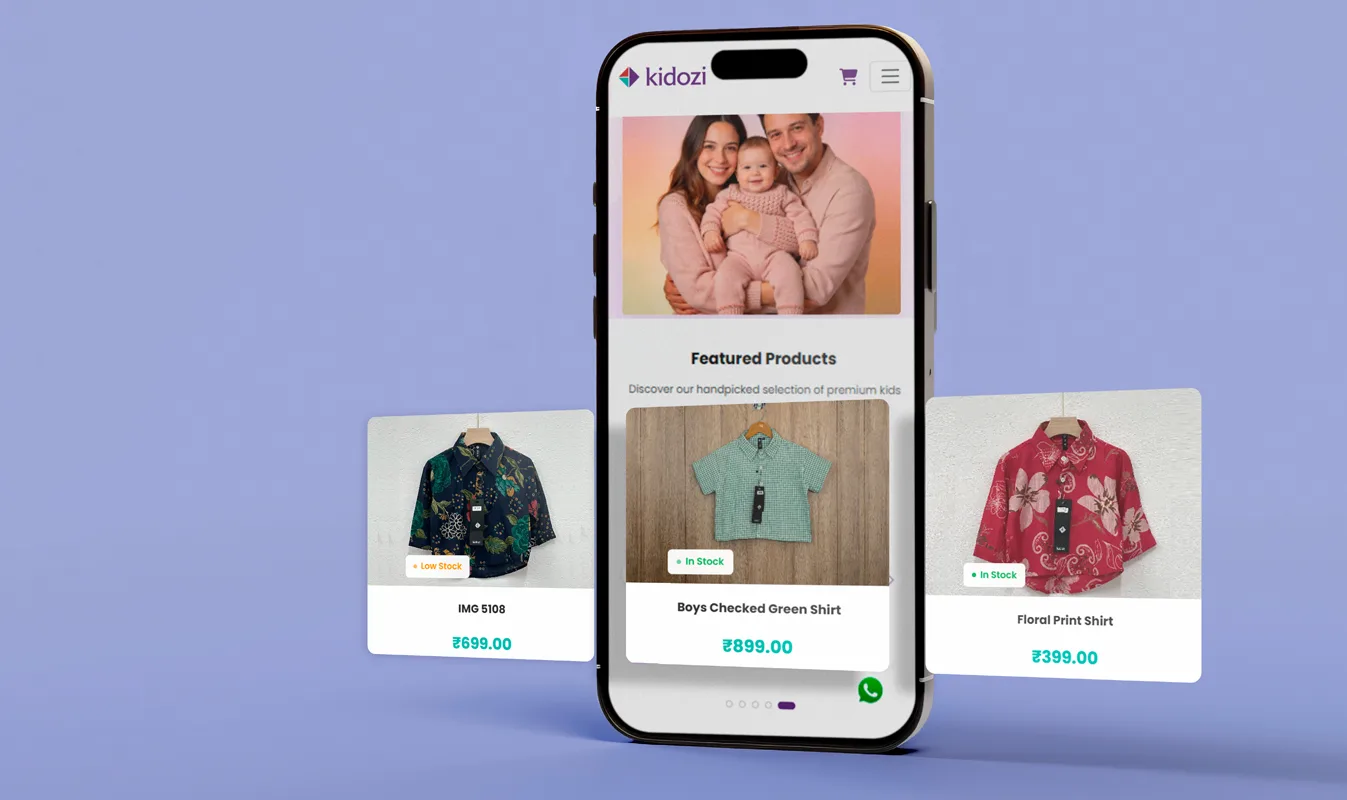 kidozi website phone view