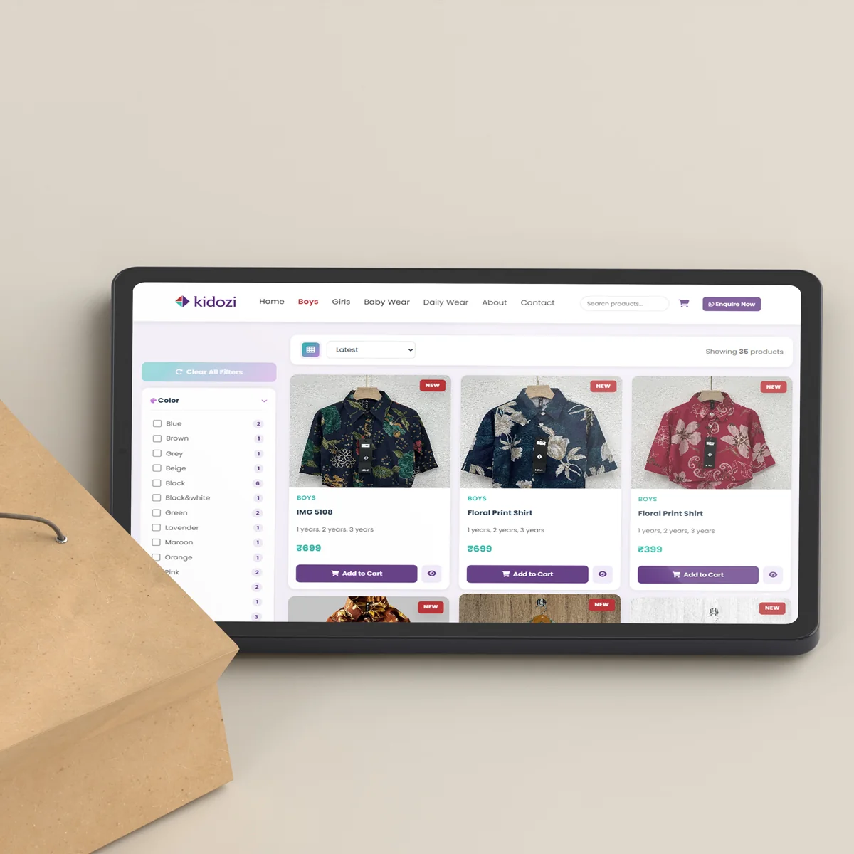 kidozi websites tab view