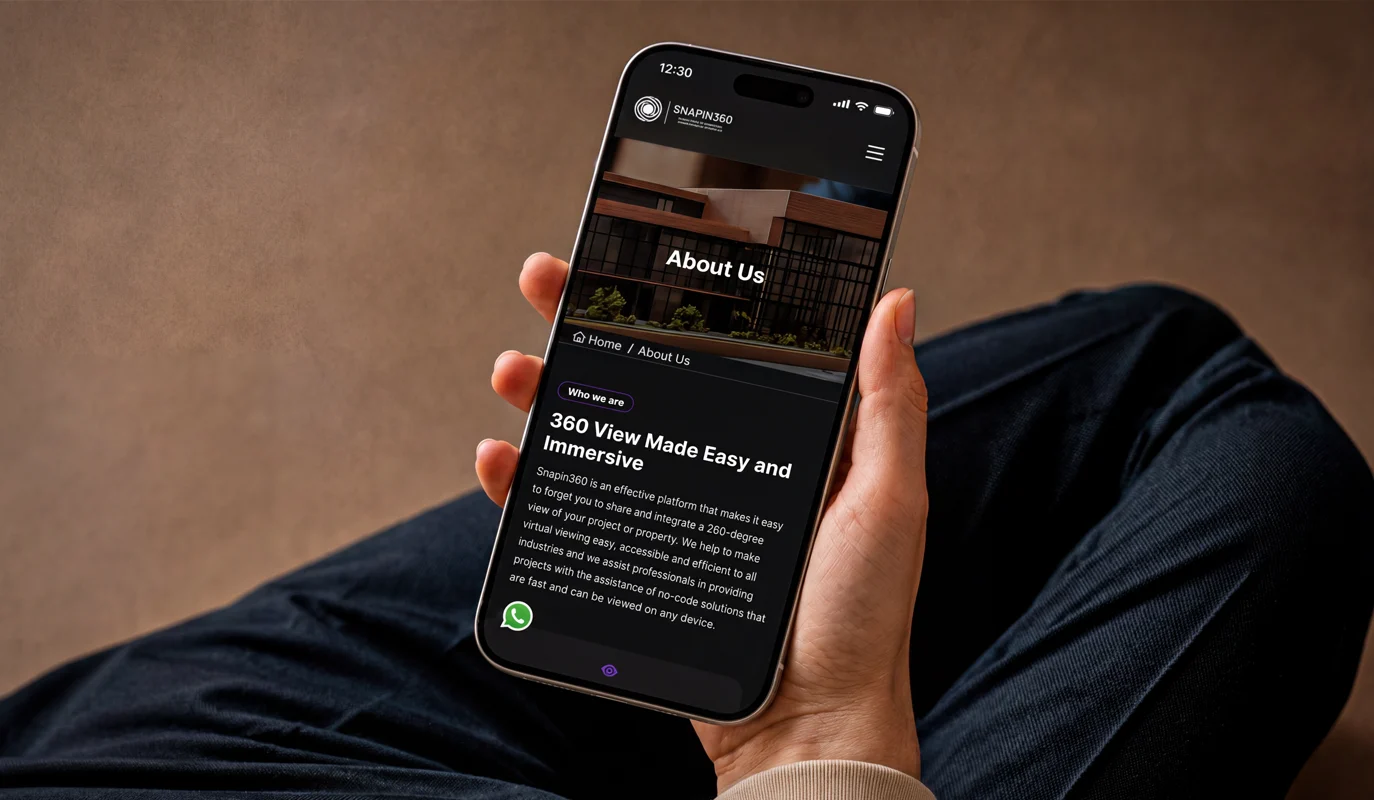 snapin360 website mobile view