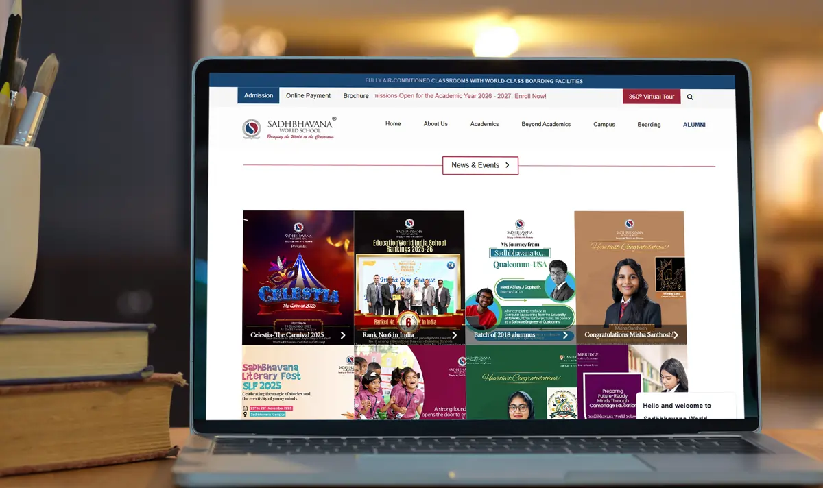 Sadhbhavana World School laptop view