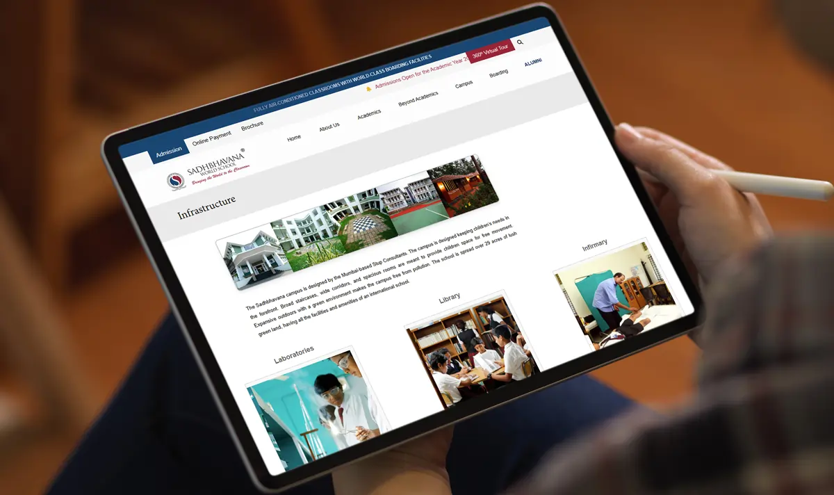 Sadhbhavana World School ipad view