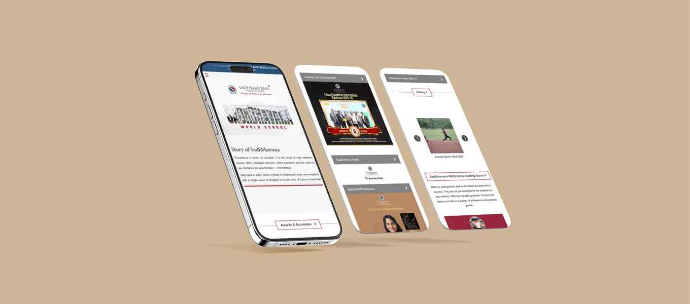 Sadhbhavana World School website in multiple screen